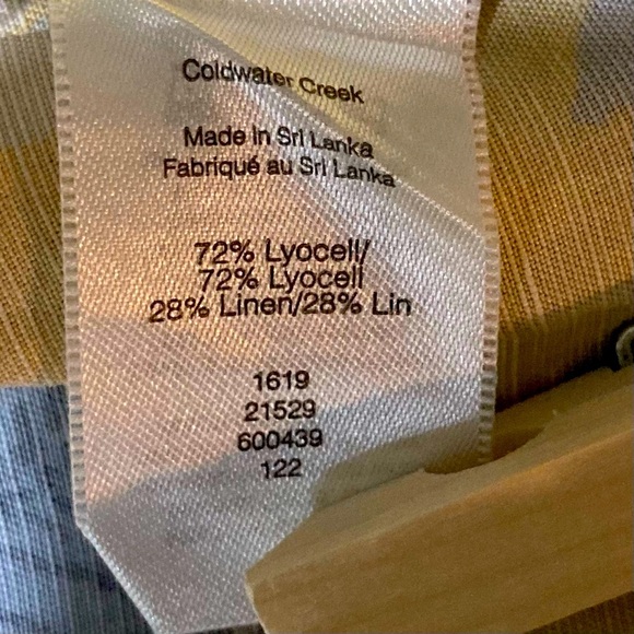 Coldwater Creek Linen Blend Yellow Pull On Pants with Blue Floral Design - Picture 9 of 15